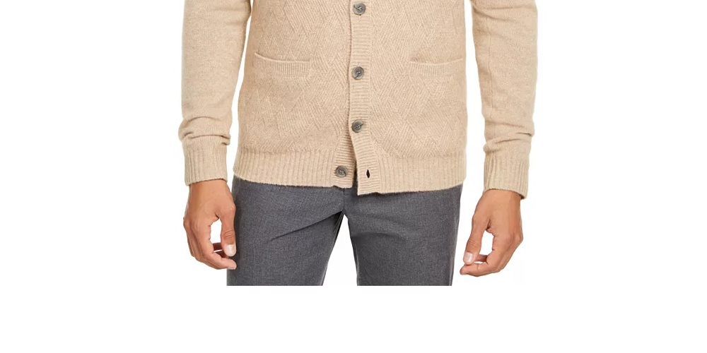 Tasso Elba Men's Cashmere Button Cardigan Brown Size Small