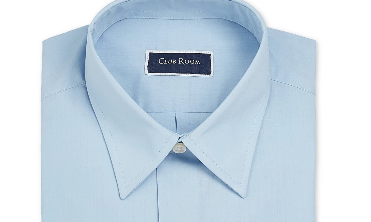 Club Room Men's Classic/Regular-Fit Solid Dress Shirt Med Blue Size 16.5X34-35