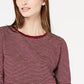 Maison Jules Women's Striped 3/4-Sleeve Shirt Wine Size Small
