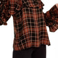 INC International Concepts Women's Ruffled Cold Shoulder Plaid Top Black Size X-Large