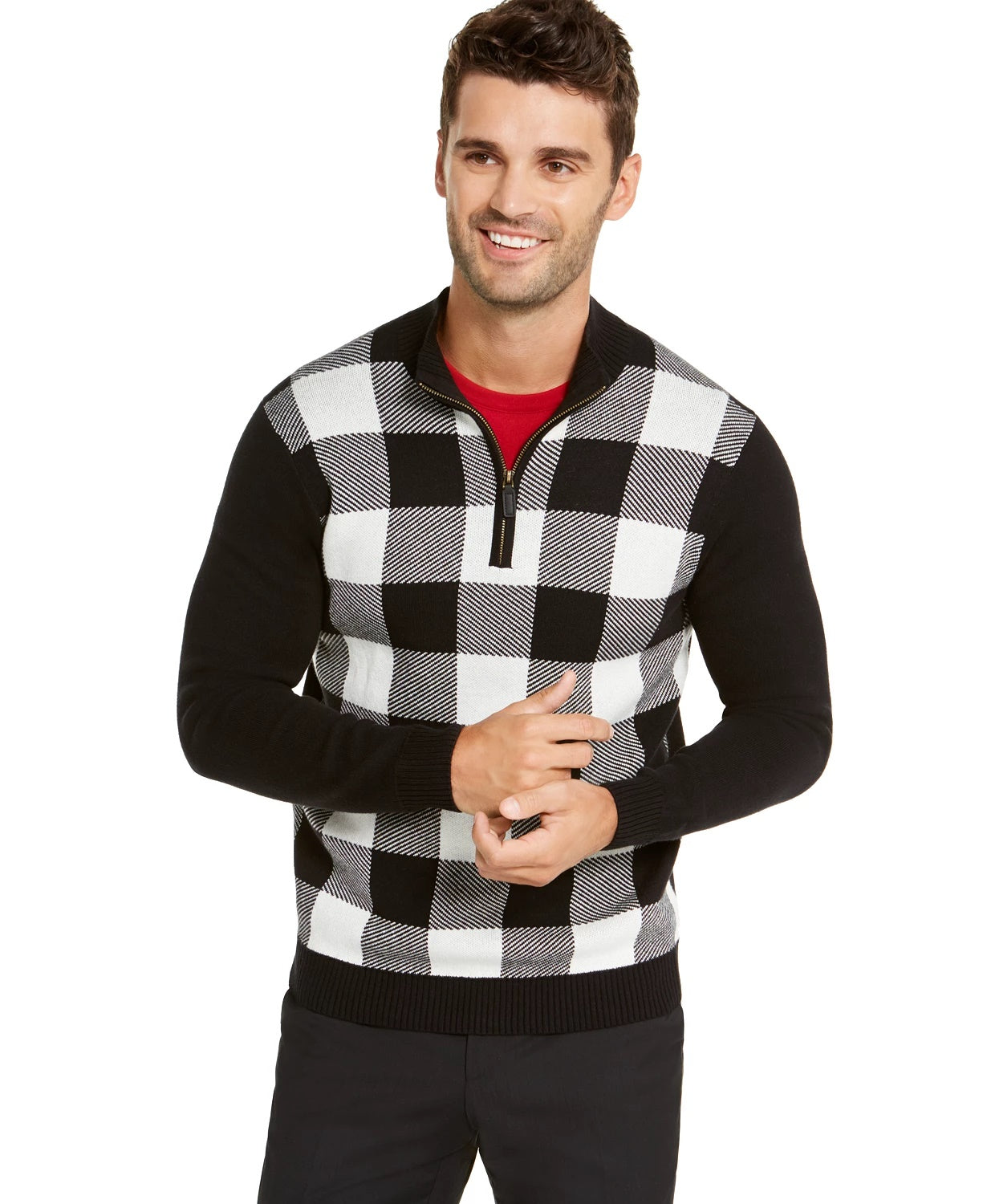 Charter Club Men's Buffalo Check Family Sweater Natural Size Small