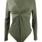 Bar III Women's Twisted Thong Bodysuit Green Size Large