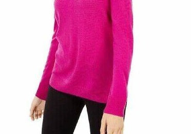 INC International Concepts Women's Embellished Keyhole Sweater Pink Size X-Small