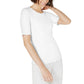 Maison Jules Women's Crewneck Elbow-Sleeve Top White Size X-Small
