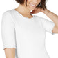 Maison Jules Women's Crewneck Elbow-Sleeve Top White Size X-Small
