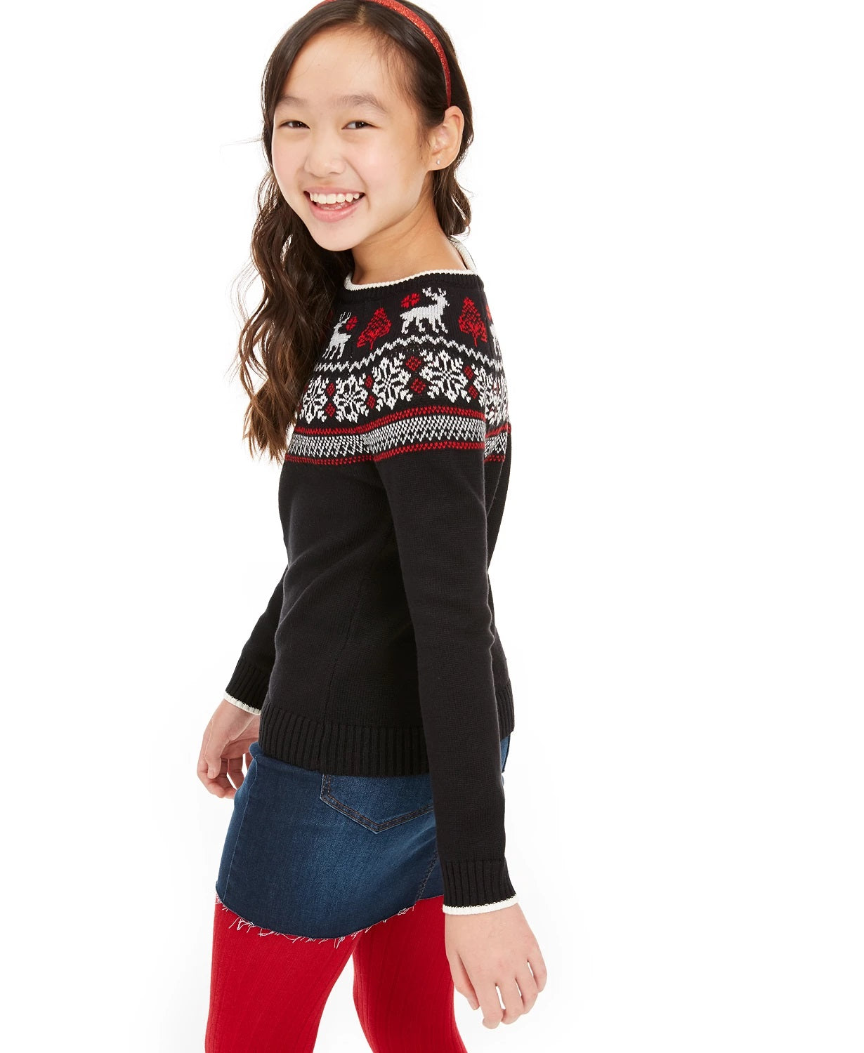 Charter Club Big Girls Fair Isle Family Sweater Black Size Large