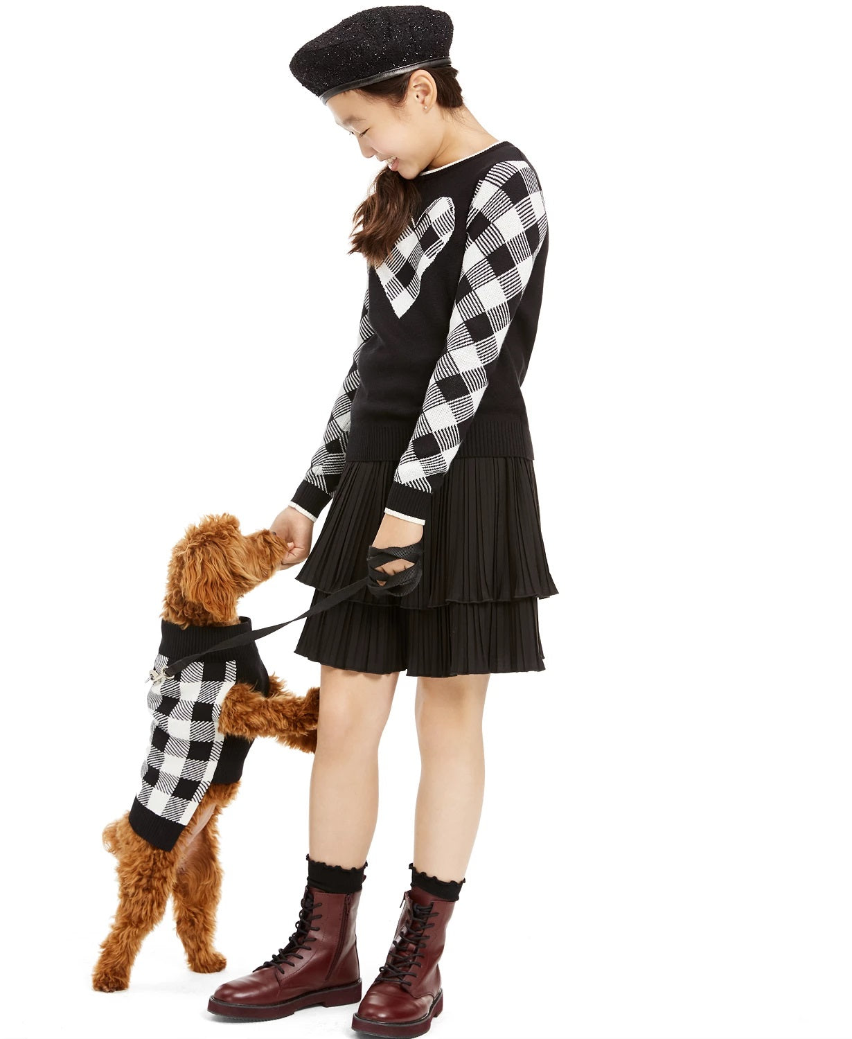 Charter Club Big Girls Buffalo Check Family Sweater Black Size Medium