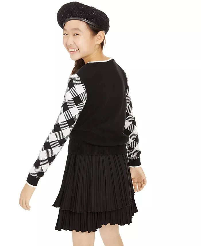 Charter Club Big Girl's Buffalo Check Family Sweater White Size Small