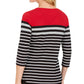 Karen Scott Women's Sport Colorblocked Striped Grommet Top Bright Red Size Small