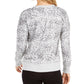 Ideology Women's Printed Split-Neck Top Gray Size Large