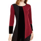 Alfani Women's Colorblocked Asymmetrical Top Wine Size Small