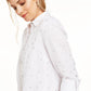 Charter Club Women's Foil-Dot Linen Top White Size Small