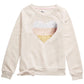 Epic Threads Big Girls Sequined Heart Sweatshirt White Size Medium