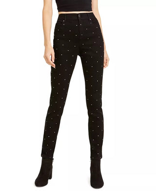 Bar III Women's Studded Skinny Ankle Pants Black Size 0