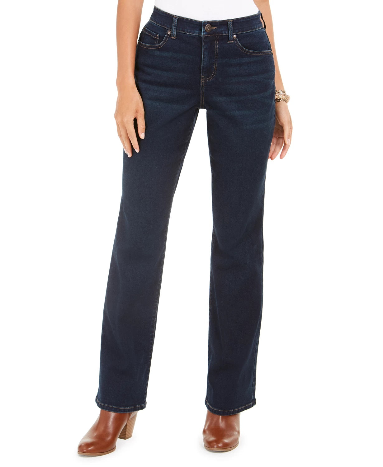 Style & Co Women's Petite Power Sculpt Bootcut Jeans Black Size 14 P