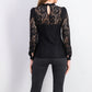 INC International Concepts Women's Petite Lace Mockneck Top Black Size Petite
