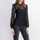 INC International Concepts Women's Petite Lace Mockneck Top Black Size Petite