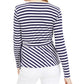 Maison Jules Women's Striped Wrap Knit Top Navy Size Small