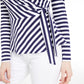 Maison Jules Women's Striped Wrap Knit Top Navy Size Small