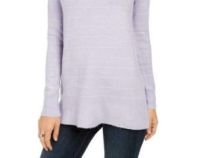 Style & Co Women's Lurex Cowl-Neck Sweater Purple Size XX Large
