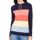 Charter Club Women's Striped Hooded Sweater Blue Size Extra Small