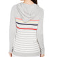 Charter Club Women's Striped Hooded Sweater Med Gray Size Medium