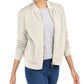 Charter Club Women's Textured Knit Bomber Jacket White Size X-Small