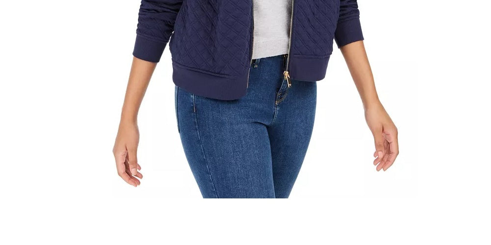 Charter Club Women's Textured Knit Bomber Jacket White Size X-Small