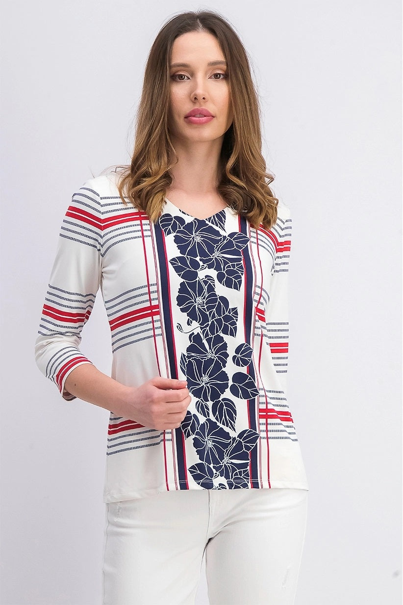 Charter Club Women's Mixed-Print V-Neck Tunic White Size Extra Large