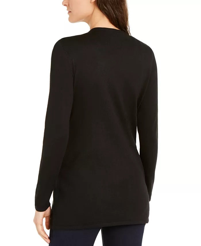 INC International Concepts Women's Chain-Detail Completer Sweater Black Size X-Small