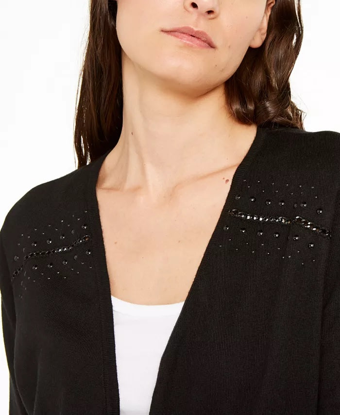 INC International Concepts Women's Chain-Detail Completer Sweater Black Size X-Small