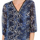 JM Collection Women's V Neck Tunic Navy Size Medium