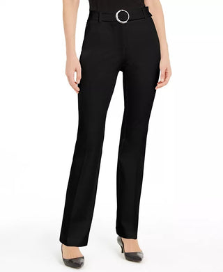 Alfani Women's Belted Wide Waistband Trouser Pants Black Size 6 Petite