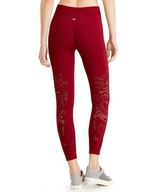 Ideology Women's Seamless Perforated High-Rise Leggings Red Size Medium