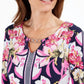 JM Women's Collection Embellished Keyhole Top Navy Size Small