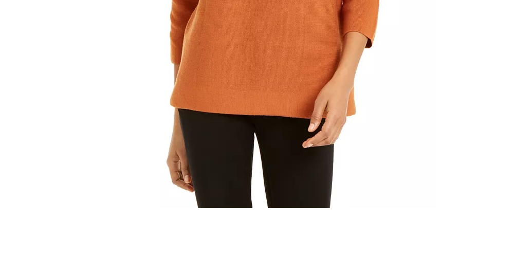 Alfani Women's Cotton Pointelle Poncho Sweater Black Size Large