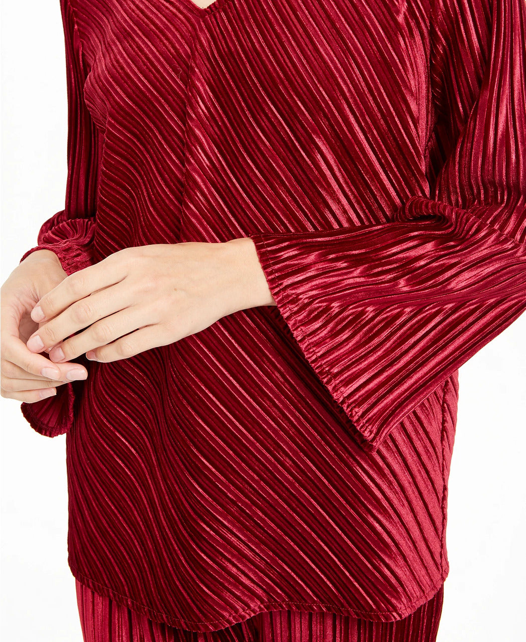 Alfani Women's Petite Ribbed Velvet Top Wine Size Petite Large