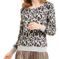 Alfani Women's Metallic Animal Print Sweater Grey Size Large