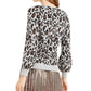 Alfani Women's Metallic Animal Print Sweater Grey Size Large