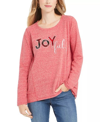 Style & Co Women's Joyful Graphic Sweatshirt Red Size Large