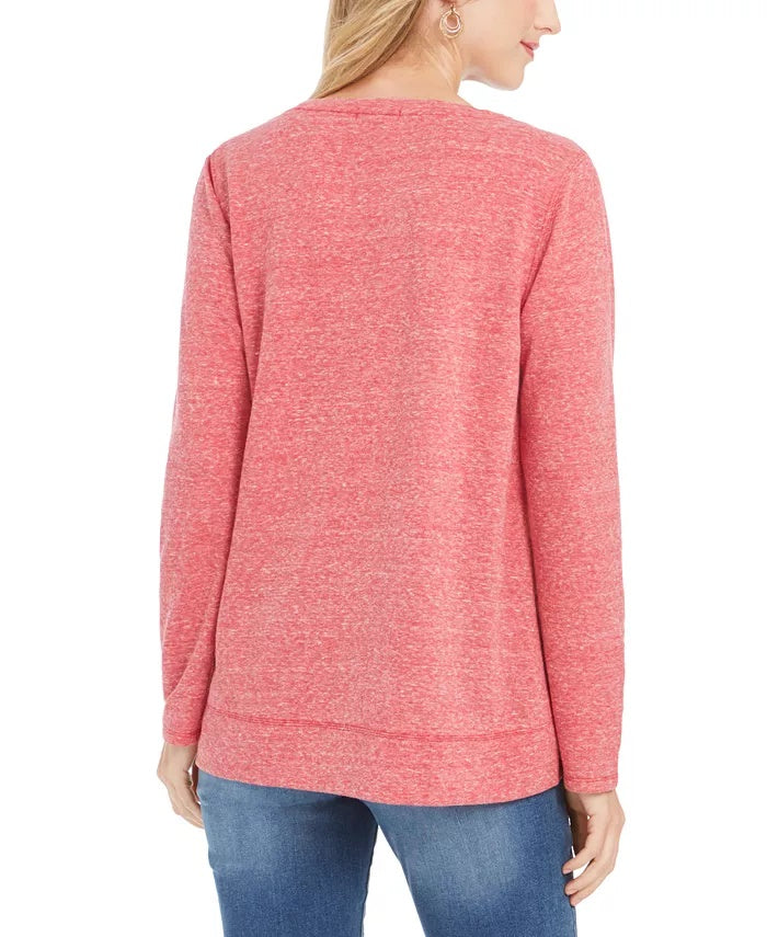 Style & Co Women's Joyful Graphic Sweatshirt Red Size X-Small