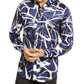 INC International Concepts Men's Abstract Scribble-Print Shirt Navy Size Small