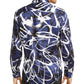 INC International Concepts Men's Abstract Scribble-Print Shirt Navy Size Small