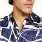 INC International Concepts Men's Abstract Scribble-Print Shirt Navy Size Small