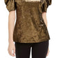 INC International Concepts Women's Velvet Puff-Sleeve Top Gold Size Medium