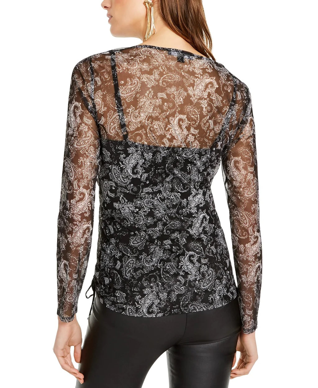 INC International Concepts Women's Ruched Tie-Hem Top Black Size Small