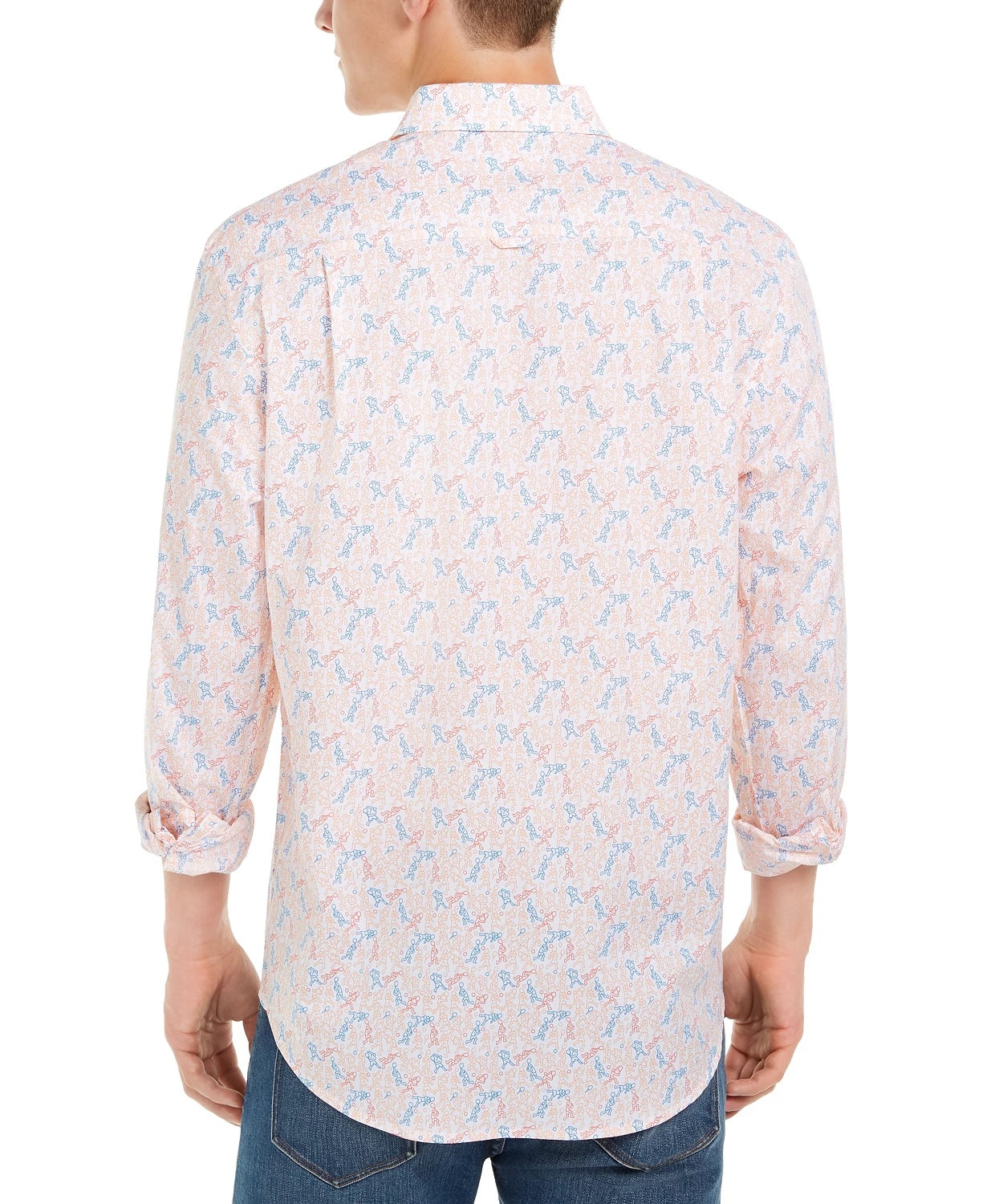 Club Room Men's Tennis Player Print Shirt White Size Small