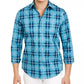 Tasso Elba Men's Stretch Box Plaid Shirt Navy Size X-Large