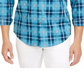 Tasso Elba Men's Stretch Box Plaid Shirt Navy Size X-Large