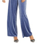INC International Concepts Women's Velvet Wide-Leg Paperbag Pants Navy Size Large
